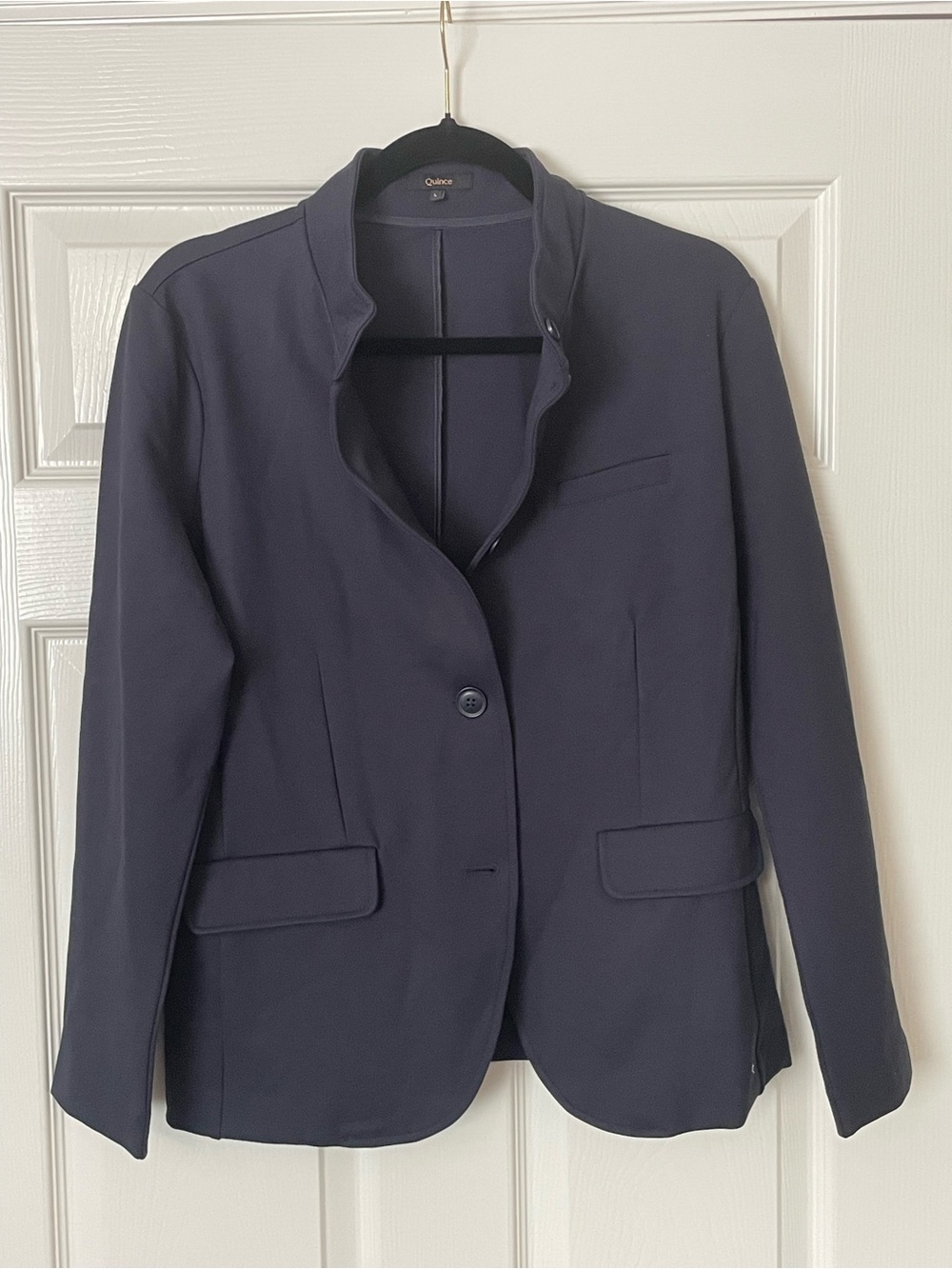 QUINCE Ultra-Stretch Ponte Stand Collar Blazer - Navy Blue - Woman's Large